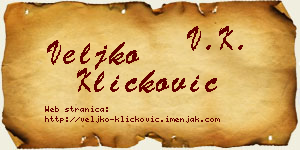 Veljko Kličković vizit kartica
